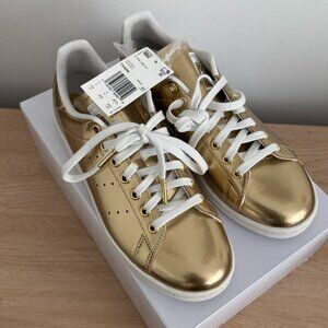 NWT Adidas Stan Smith 'Gold Metallic' Shoes - Sz. 7.5